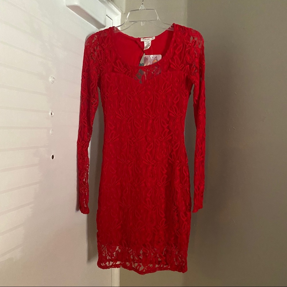 NWT Lacy Red Mini Dress (long sleeved)